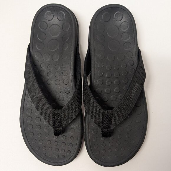 Vionic 44 Wave Toe Post Sandal in Black/Black - Picture 3 of 15